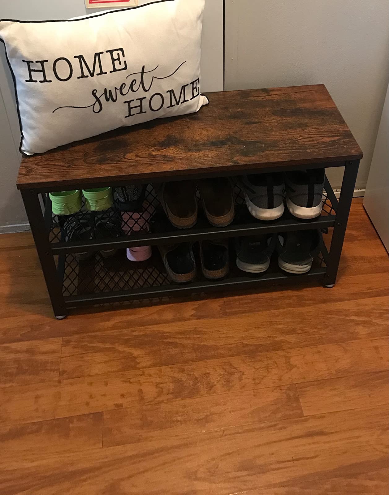 Shoe Bench, 3-Tier Shoe Rack, 39.4 Inches Long Storage Shelves