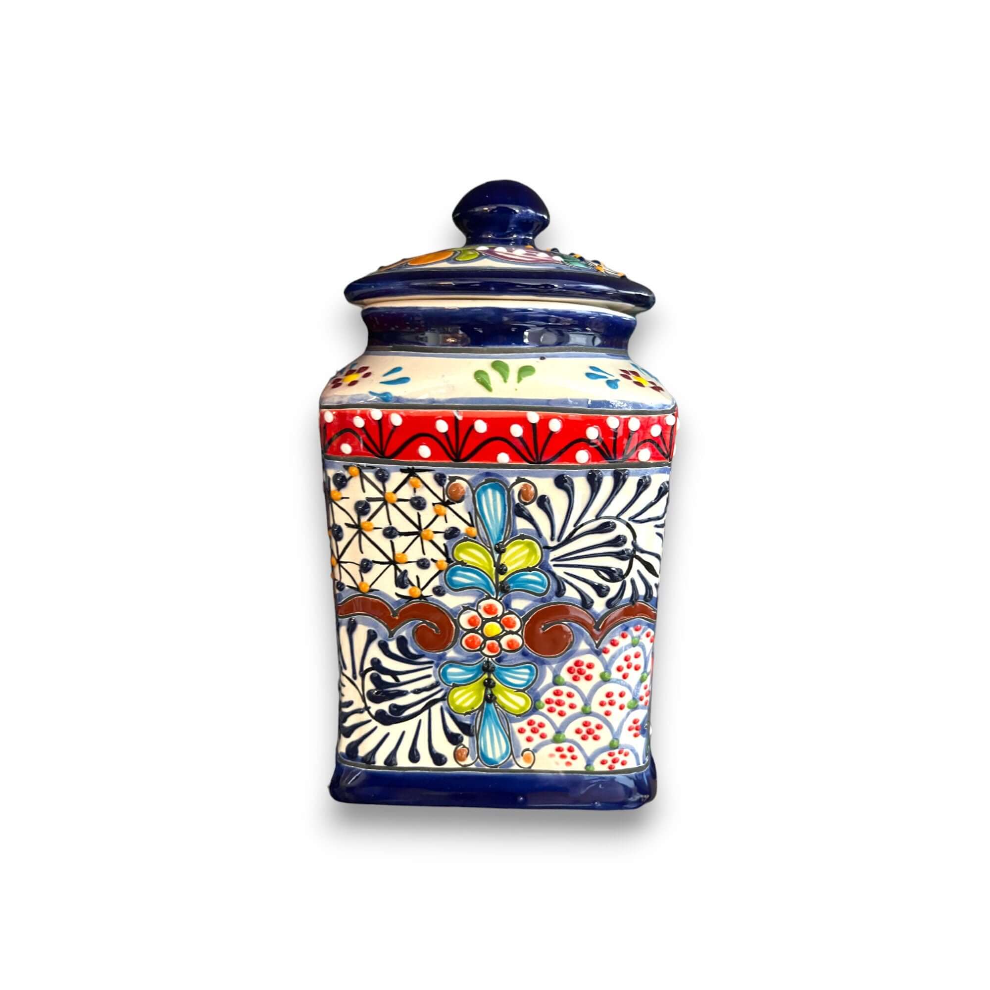 Talavera Canister Set | Dark Blue Mexican Kitchen Storage Jars