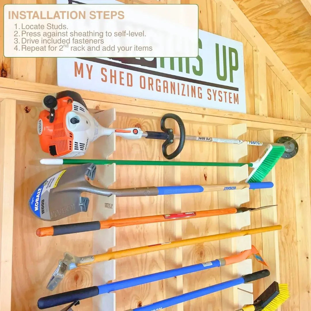 Garden Tool Organizer Rack - Stud Mounted