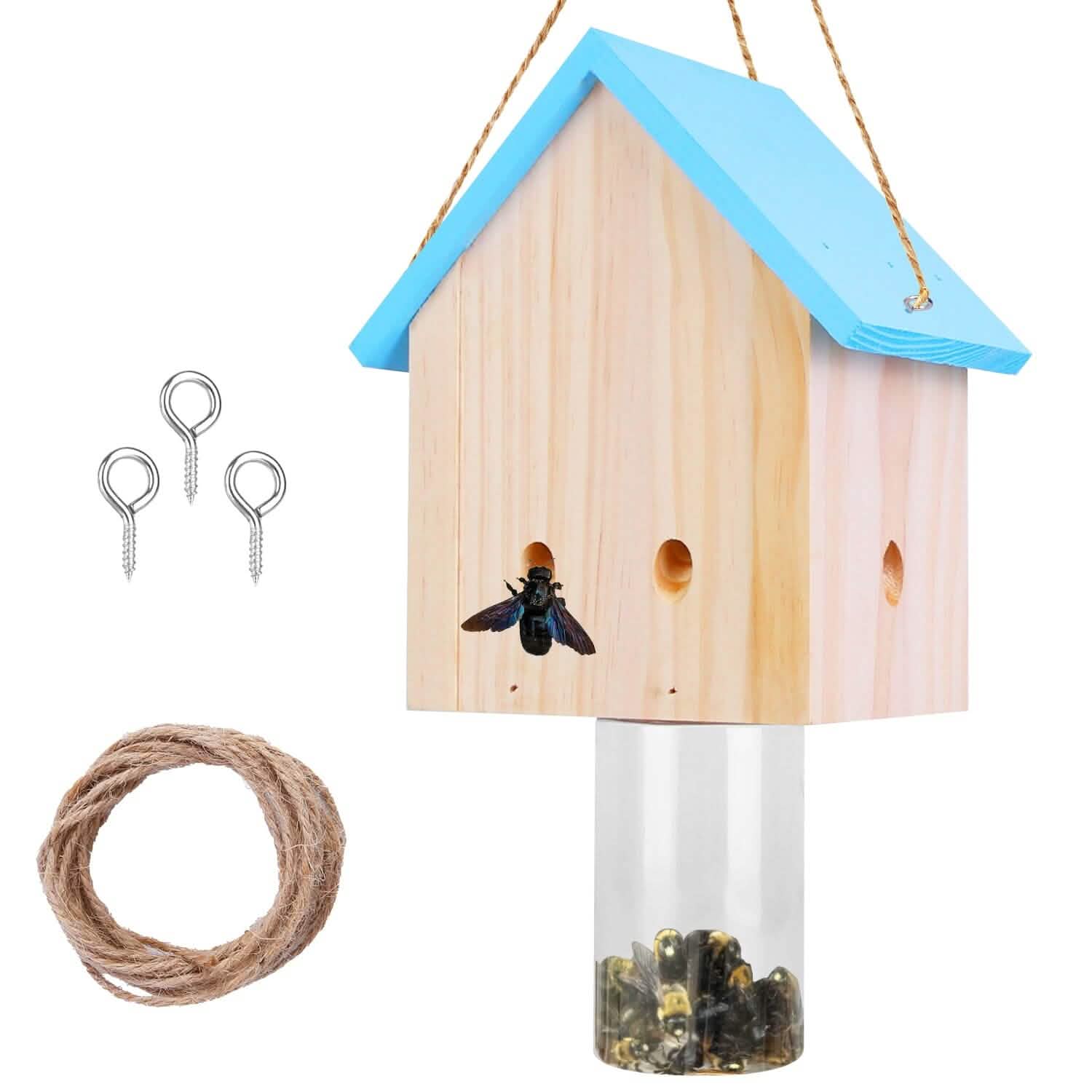 Wood Carpenter Bee Trap Outdoor Natural Pine Wood